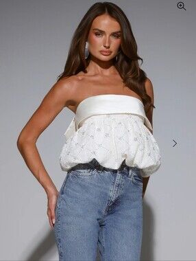Hello Molly Sparkle Like Stars Strapless Top Cream